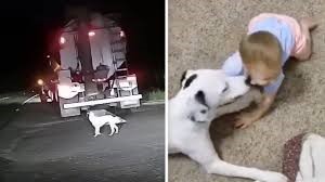 Stray Canine Jumps In Entrance of Dashing Truck to Save Little Girl